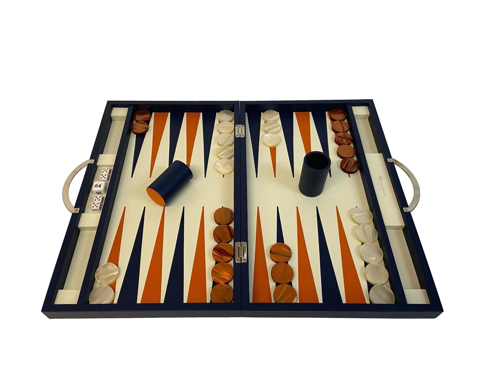 Backgammon Cuir véritable GM - Bleu - Renzo Romagnoli - Image 5