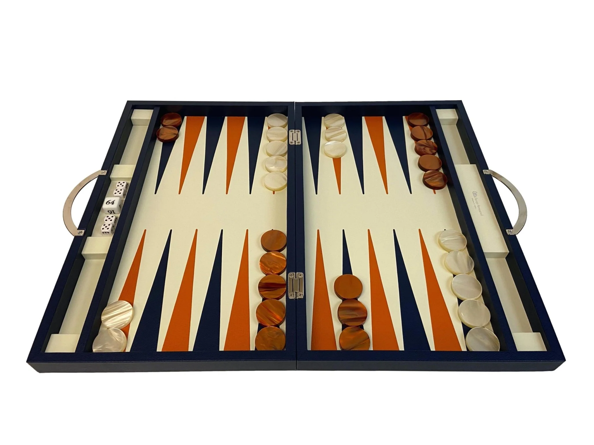 Backgammon Cuir véritable GM - Bleu - Renzo Romagnoli - Image 6