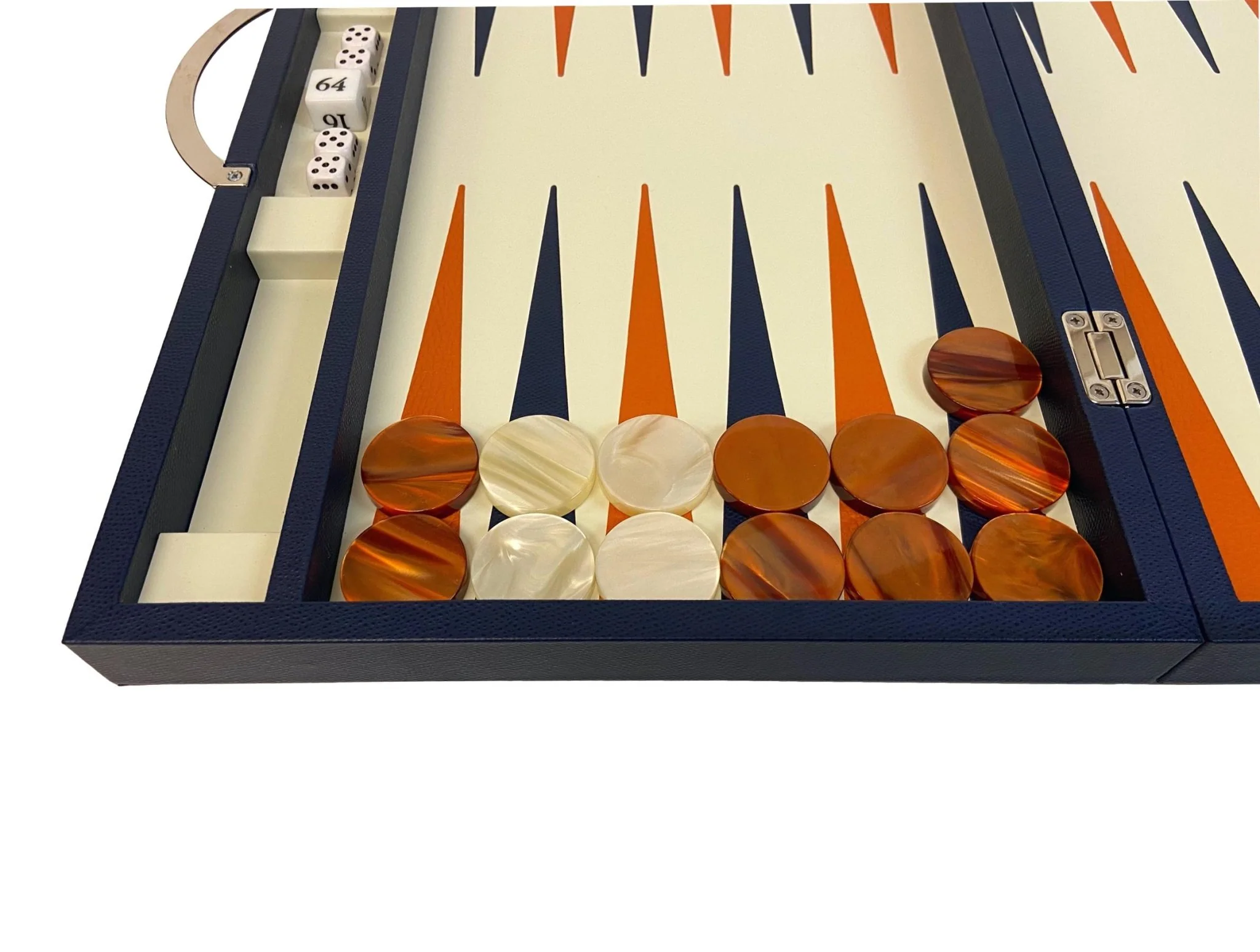 Backgammon Cuir véritable GM - Bleu - Renzo Romagnoli - Image 7