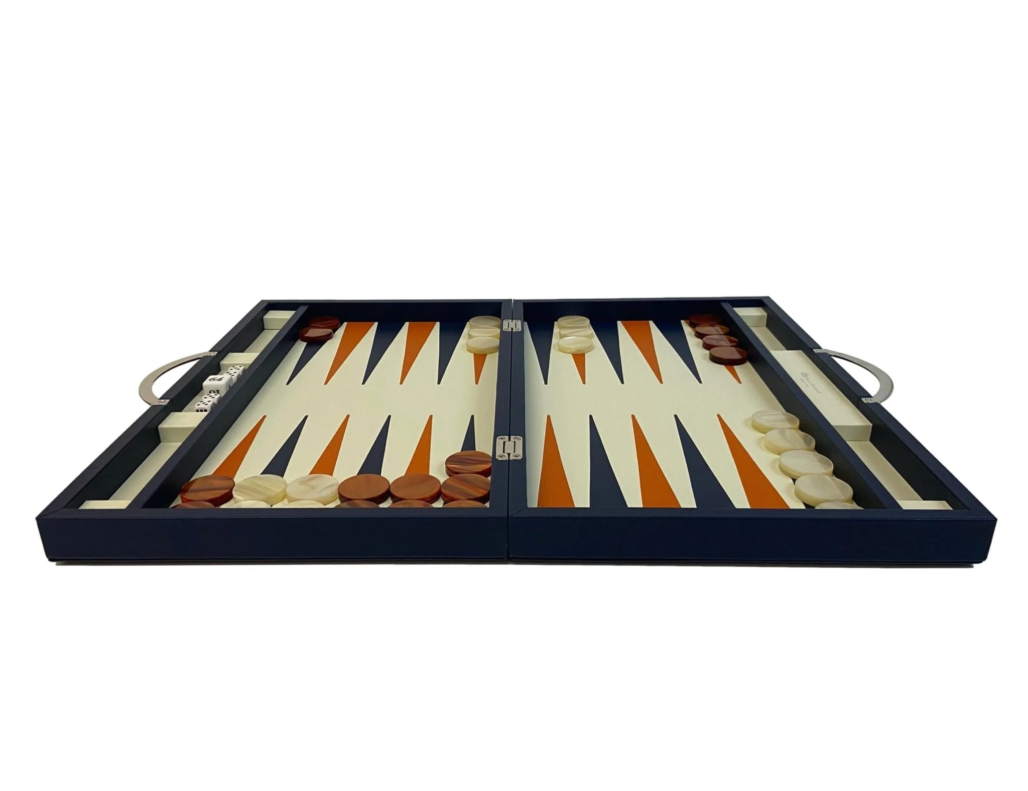 Backgammon Cuir véritable GM - Bleu - Renzo Romagnoli - Image 8