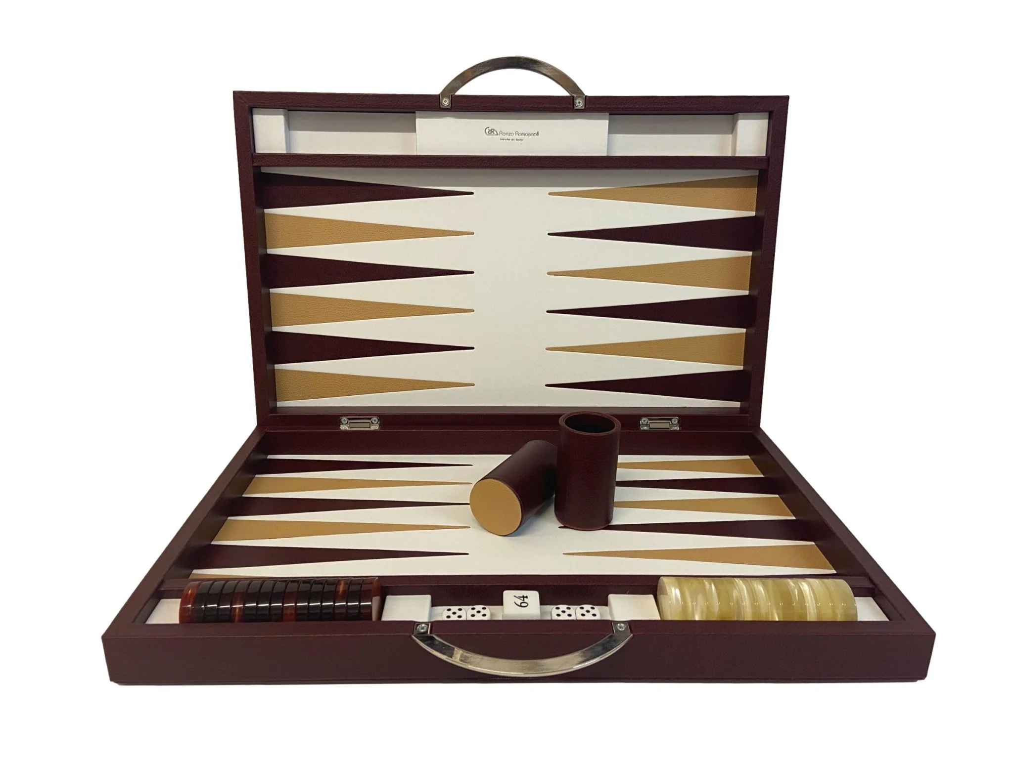 Backgammon Cuir véritable GM - Bordeaux - Renzo Romagnoli