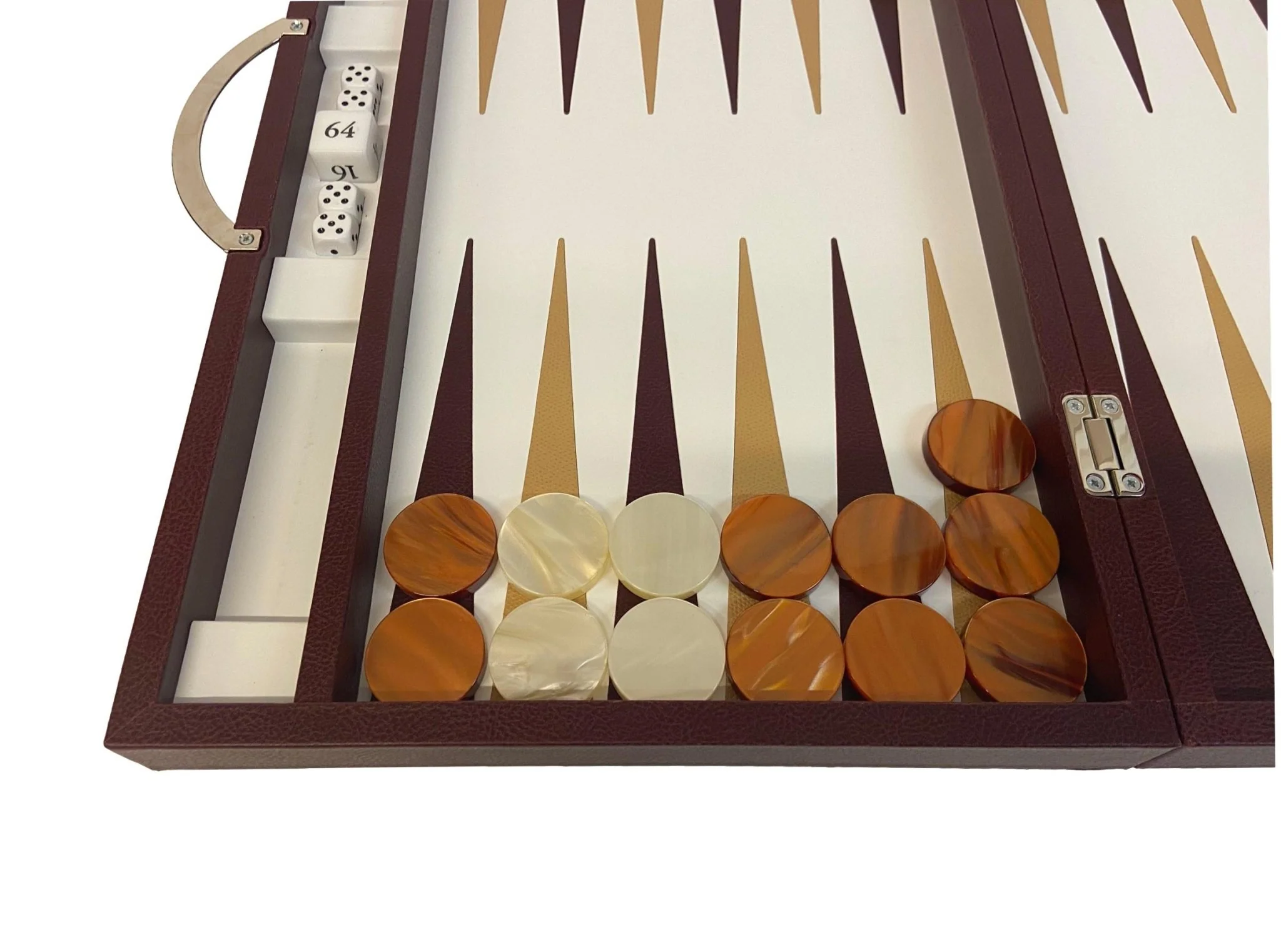 Backgammon Cuir véritable GM - Bordeaux - Renzo Romagnoli - Image 2