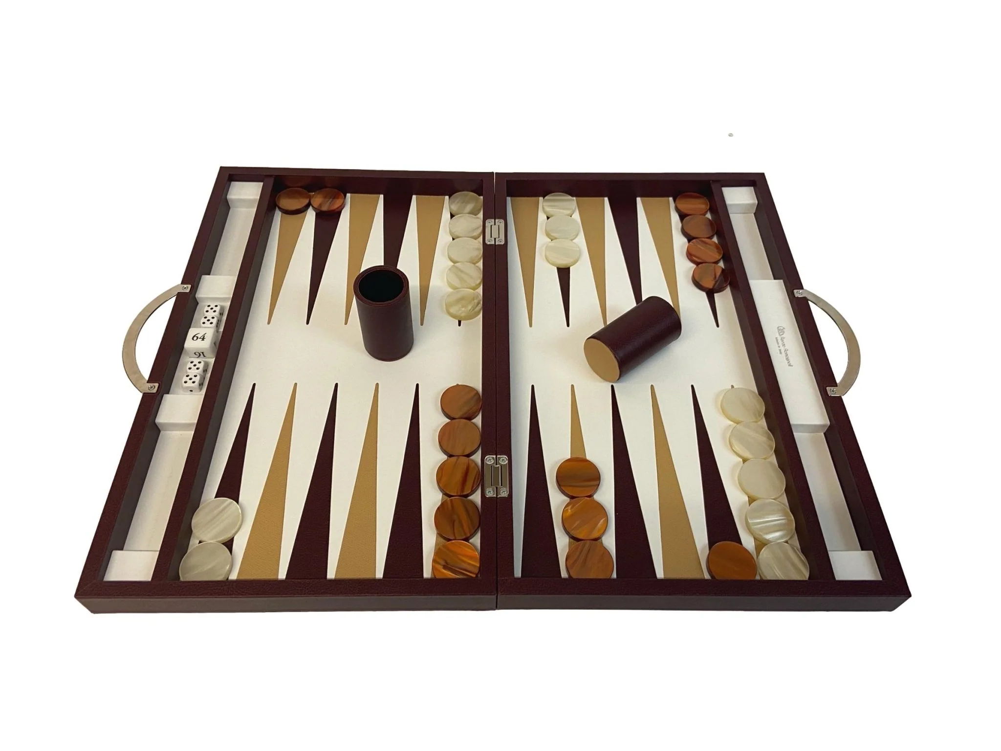 Backgammon Cuir véritable GM - Bordeaux - Renzo Romagnoli - Image 5