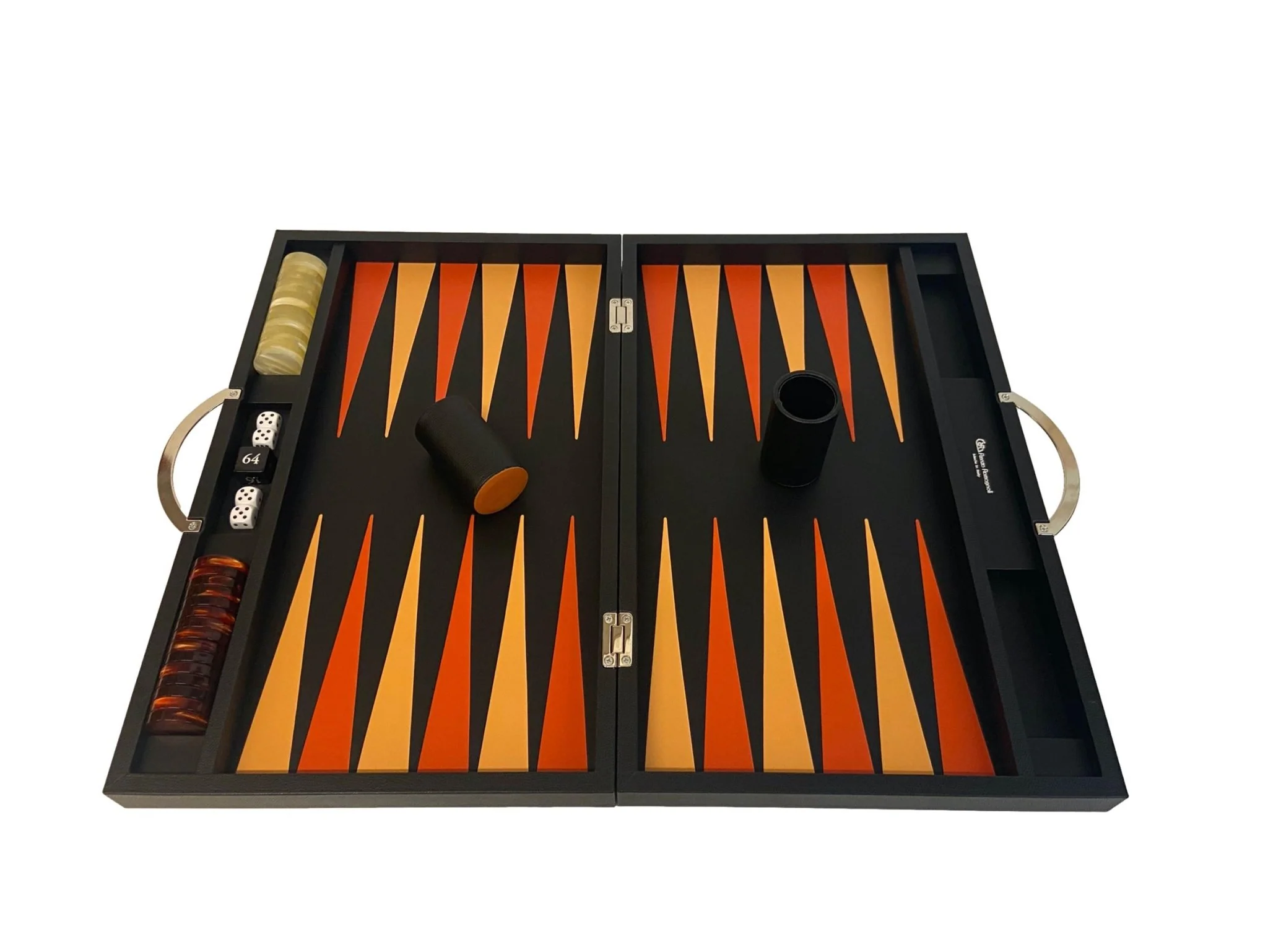 Backgammon Cuir véritable GM - Noir Ancien - Renzo Romagnoli - Image 11