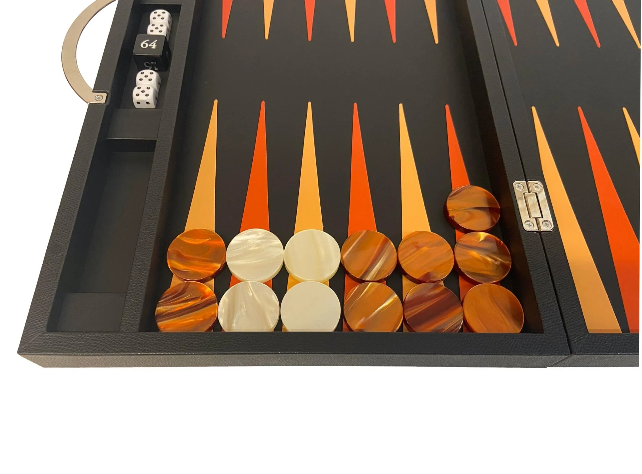 Backgammon Cuir véritable GM - Noir Ancien - Renzo Romagnoli - Image 2