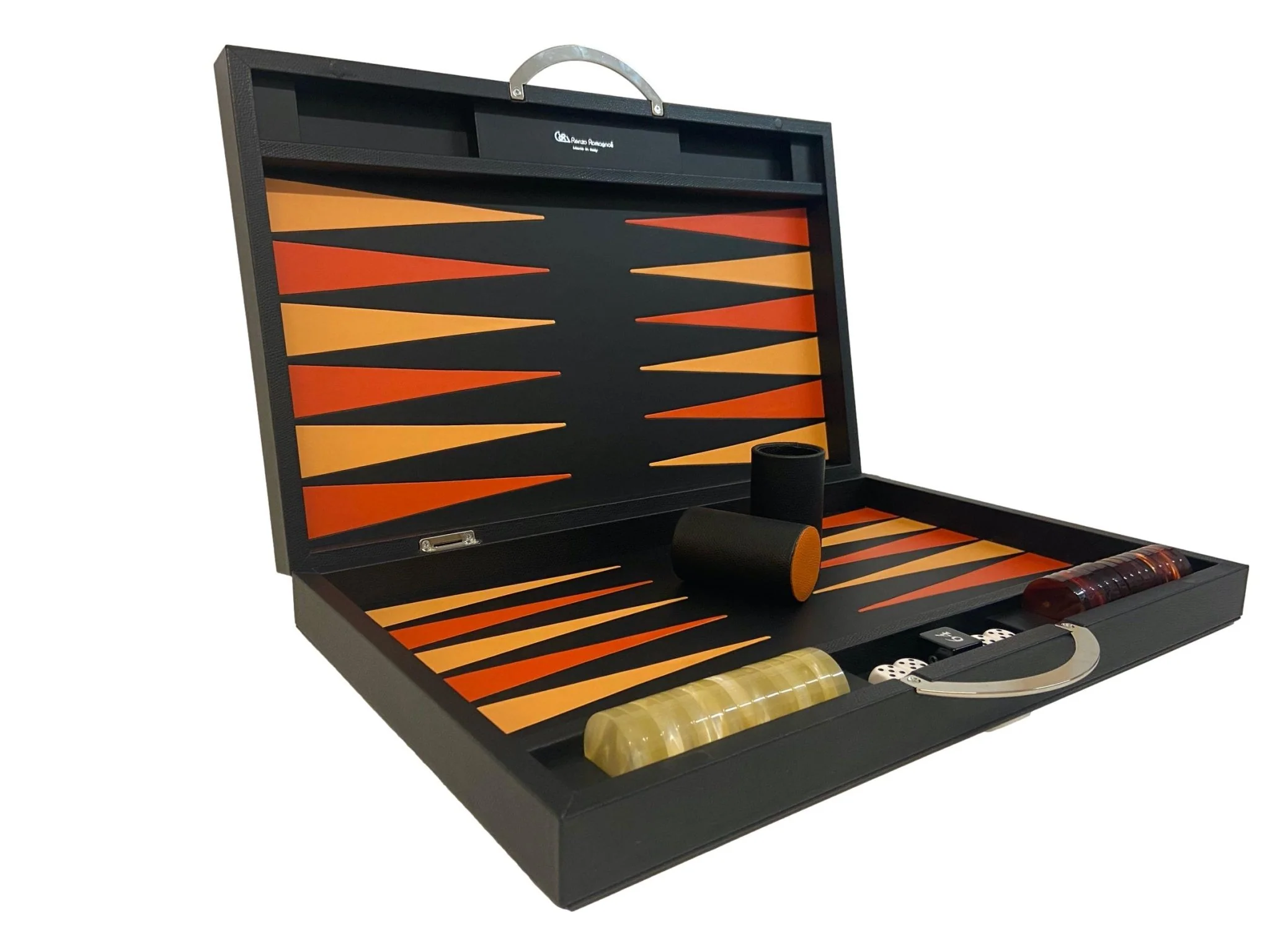 Backgammon Cuir véritable GM - Noir Ancien - Renzo Romagnoli - Image 3