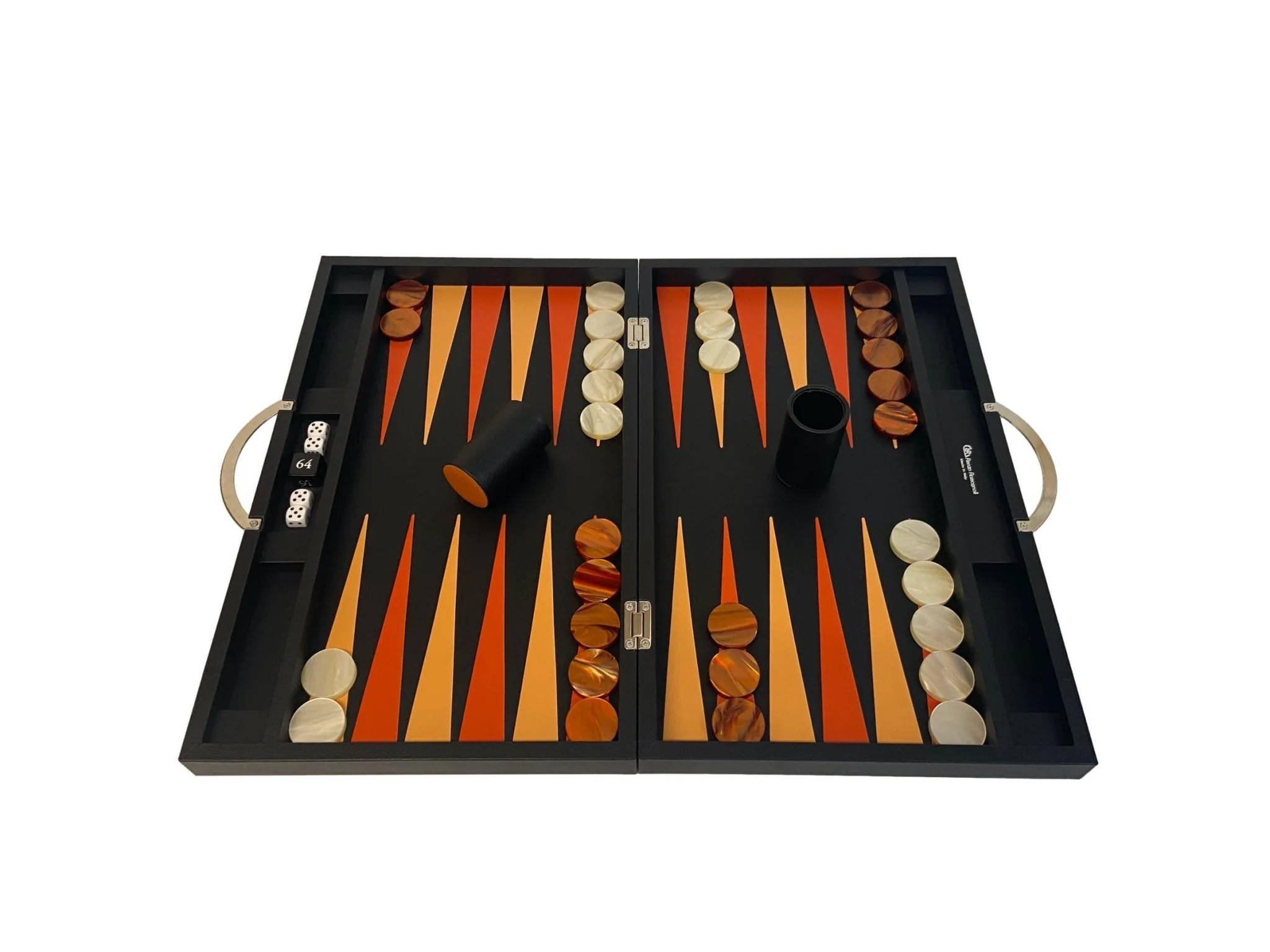 Backgammon Cuir véritable GM - Noir Ancien - Renzo Romagnoli - Image 4