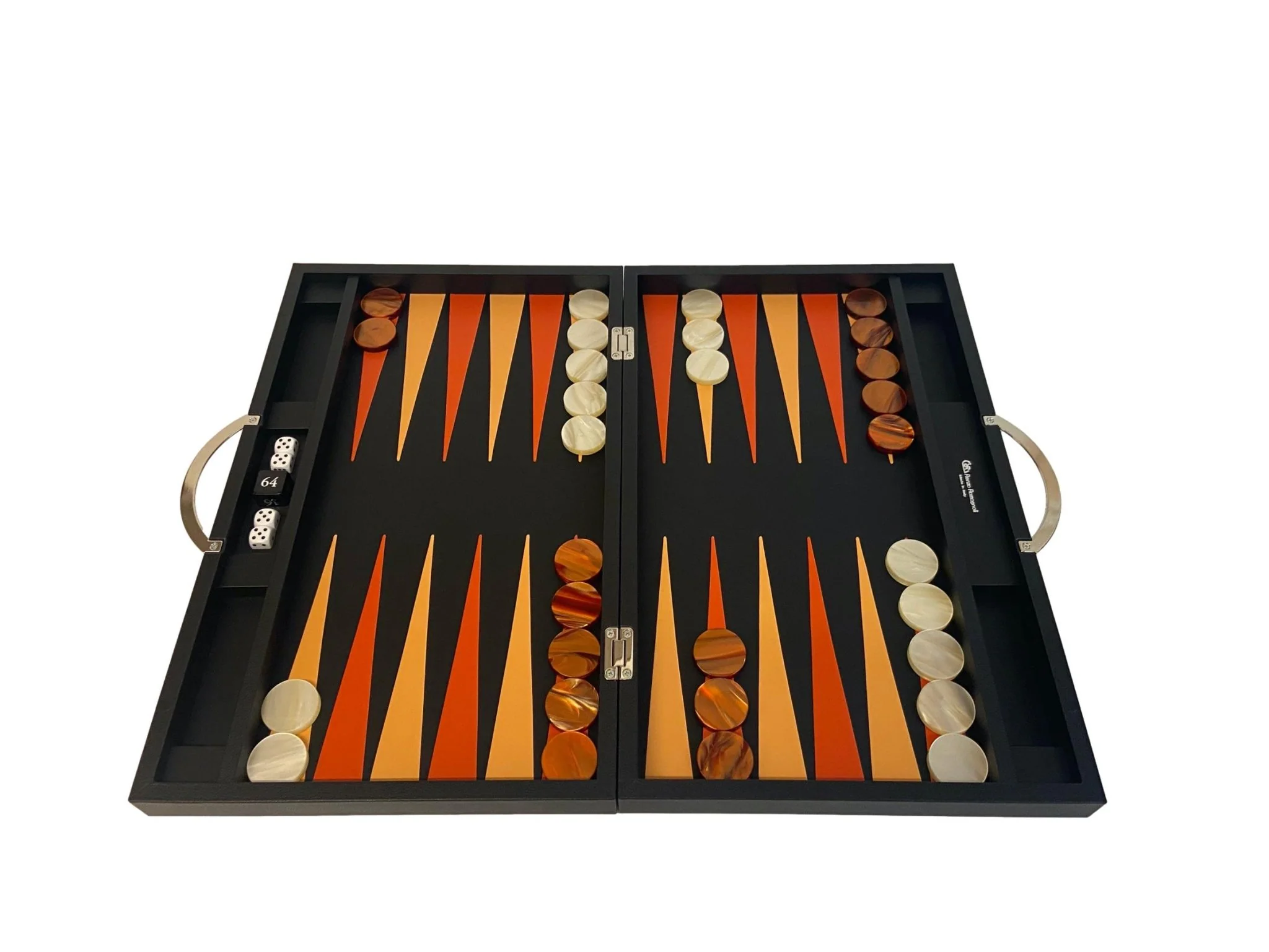 Backgammon Cuir véritable GM - Noir Ancien - Renzo Romagnoli - Image 9