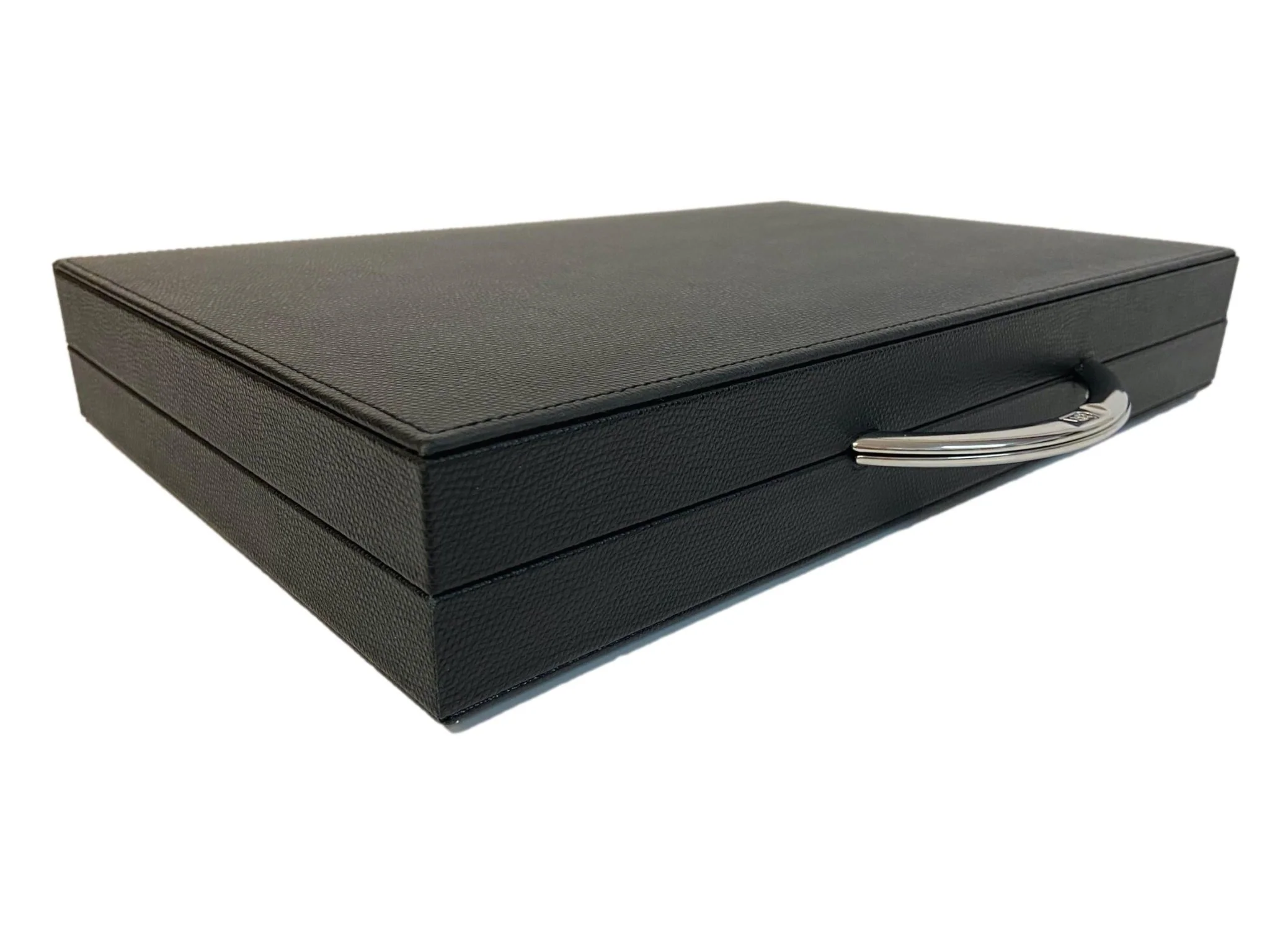 Backgammon Cuir véritable GM - Noir / Orange - Renzo Romagnoli - Image 10