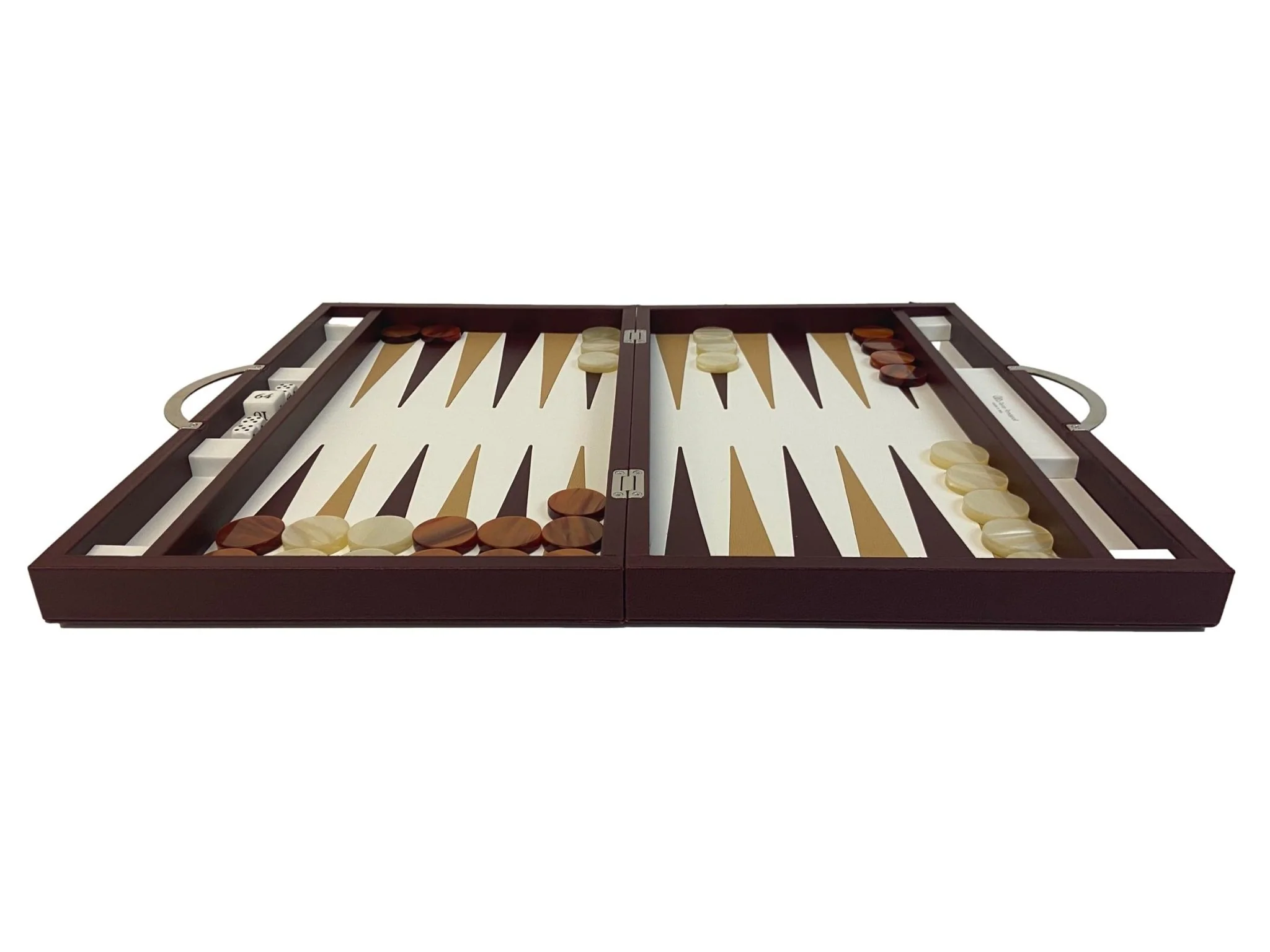 Backgammon en Cuir véritable MM - Bordeaux - Renzo Romagnoli - Image 3