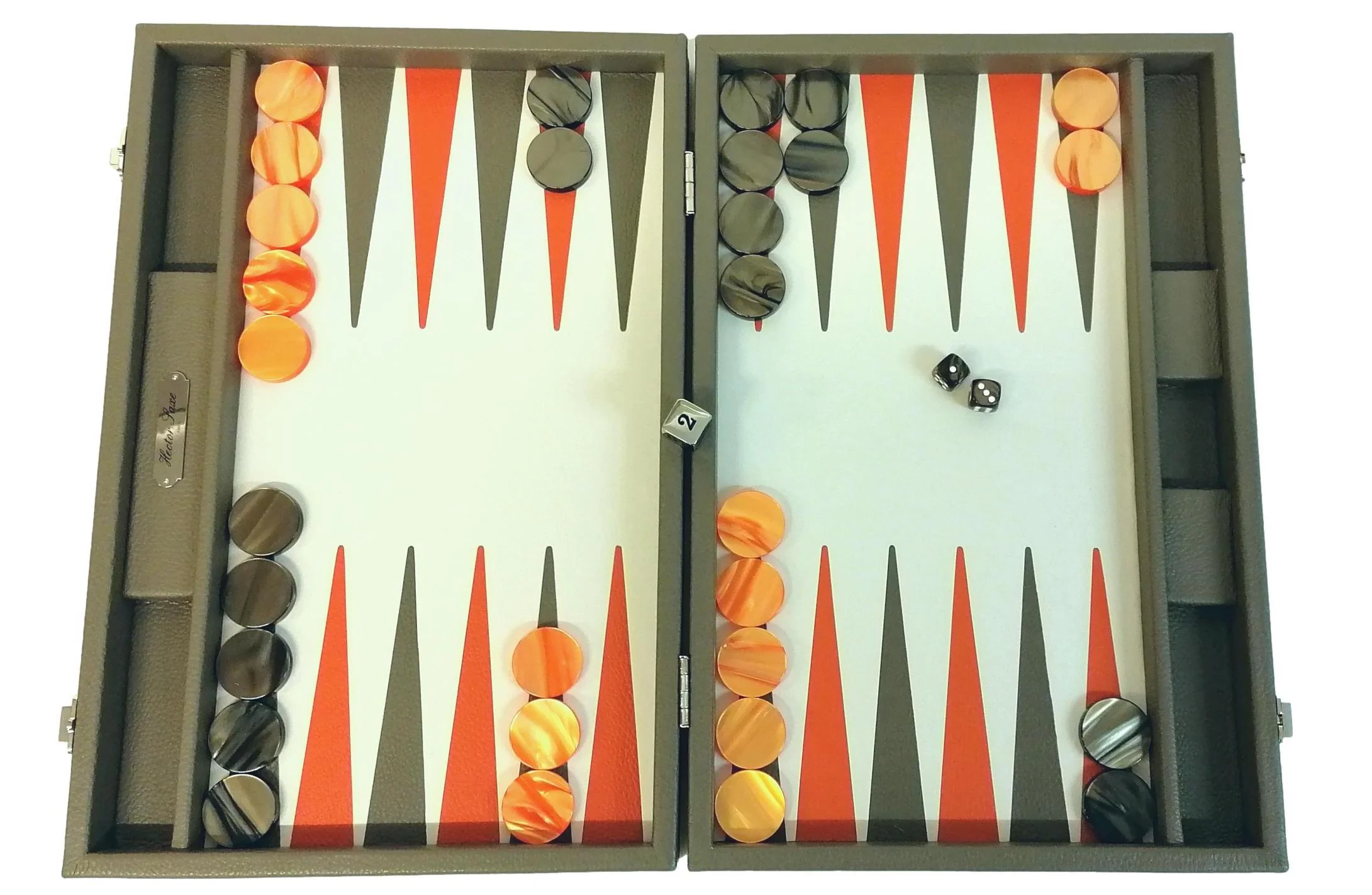 Backgammon Hector Saxe - Buffle Taupe - Grand - Image 3