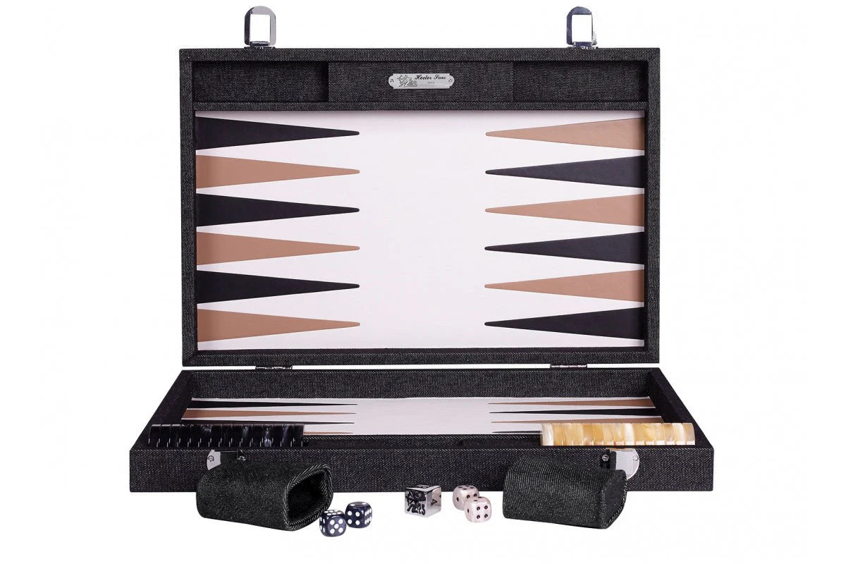 Backgammon Hector Saxe  - Jean's Noir / Cuir - Grand