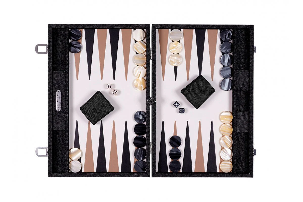 Backgammon Hector Saxe  - Jean's Noir / Cuir - Grand - Image 2