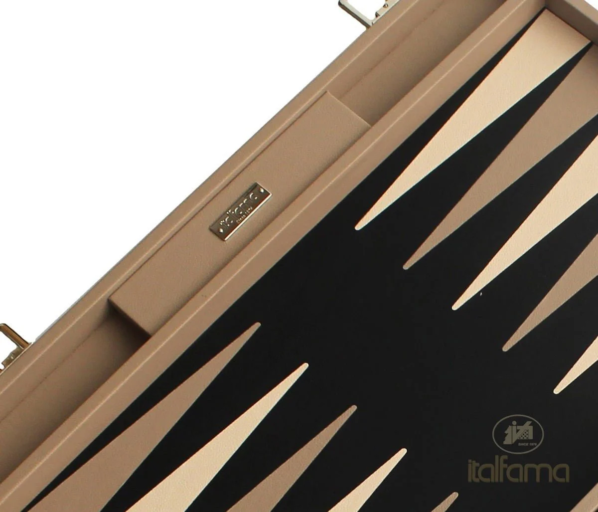 Backgammon luxe style cuir Compétition - Beige et Taupe - Image 2