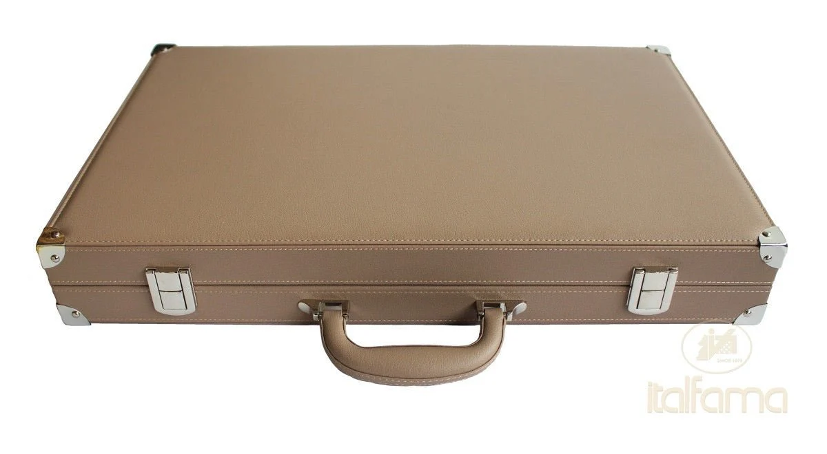 Backgammon luxe style cuir Compétition - Beige et Taupe - Image 3