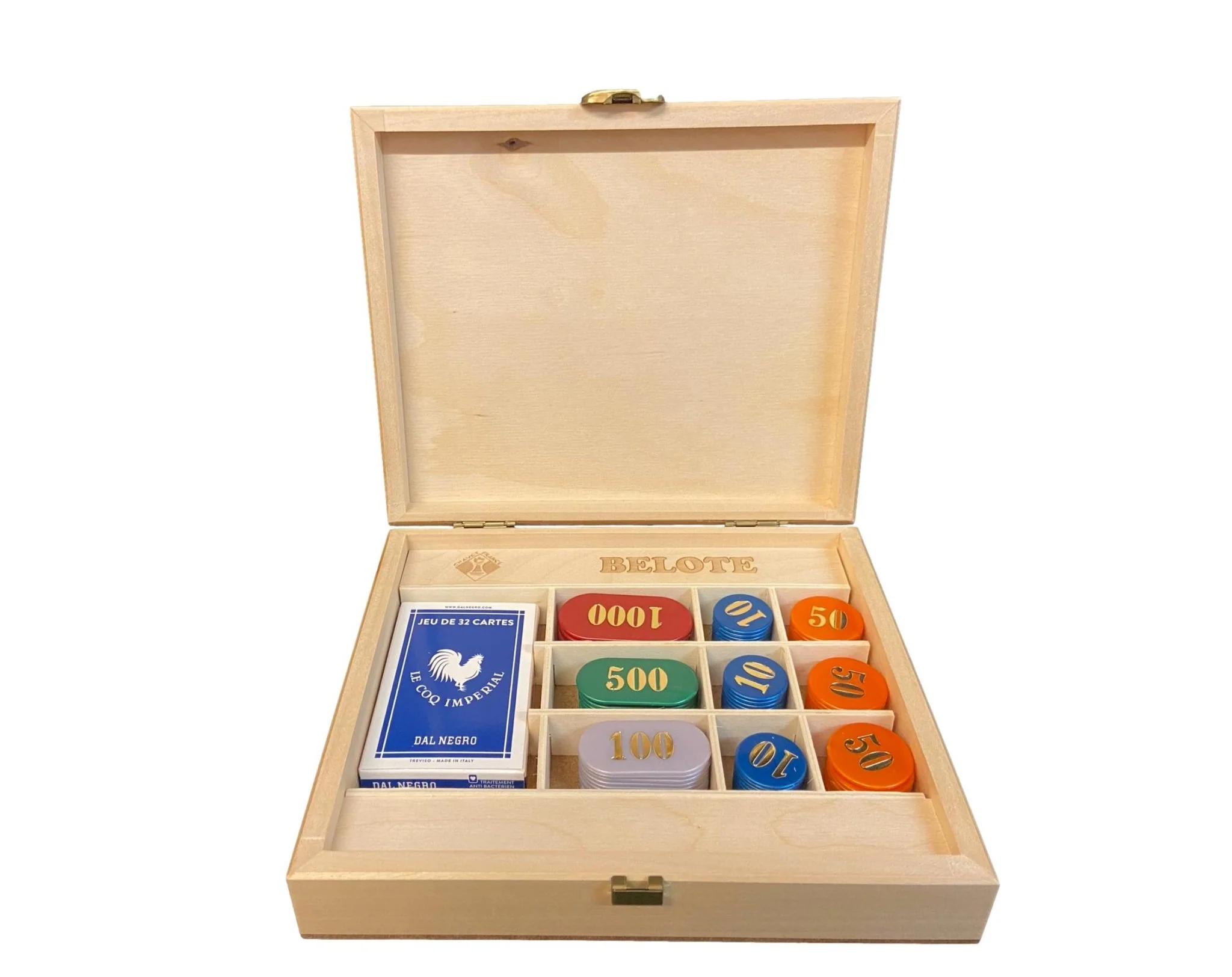 Coffret de belote tilleul - 90 jetons