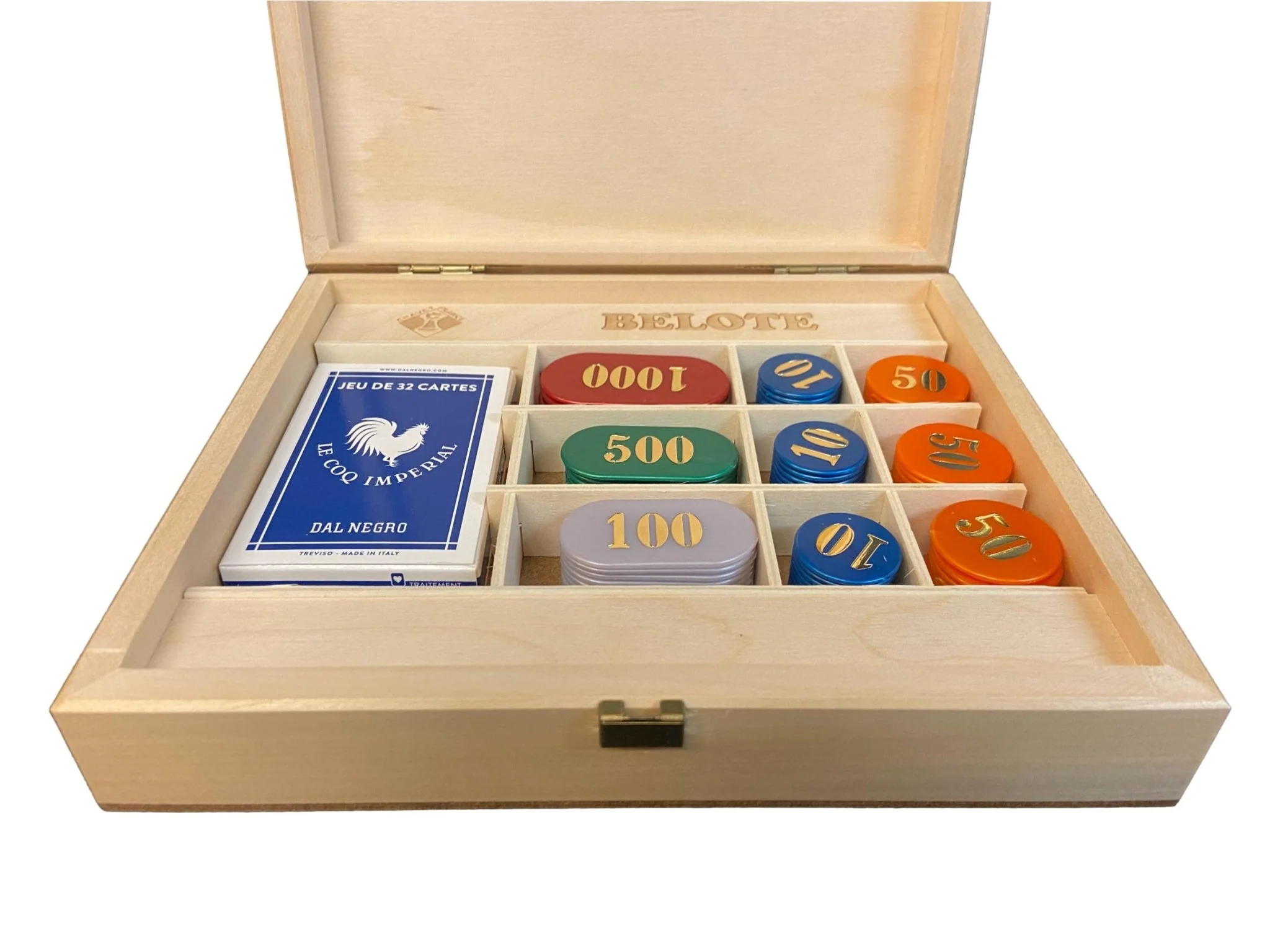 Coffret de belote tilleul - 90 jetons - Image 3
