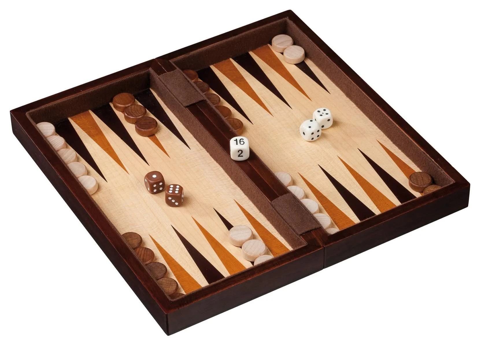Ensemble jeu d'échecs / Backgammon de voyage en bois exotique - Magnétique - 28 cm - Image 3