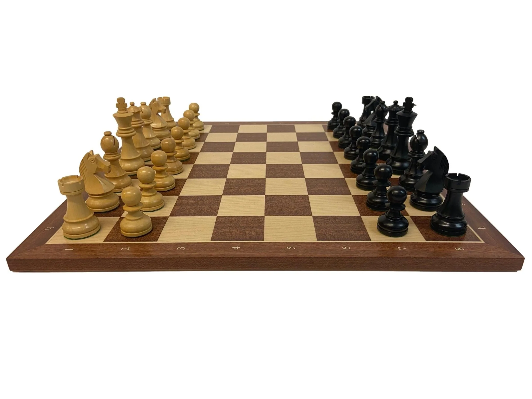 Ensemble jeu d'échecs Club en acajou - Bords Fins - Pièces buis teinté - Noir - Image 10