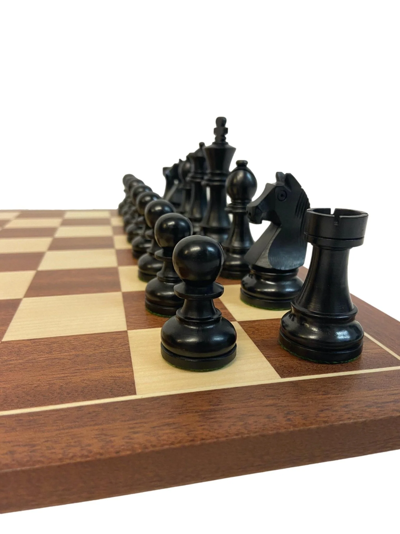 Ensemble jeu d'échecs Club en acajou - Bords Fins - Pièces buis teinté - Noir - Image 4