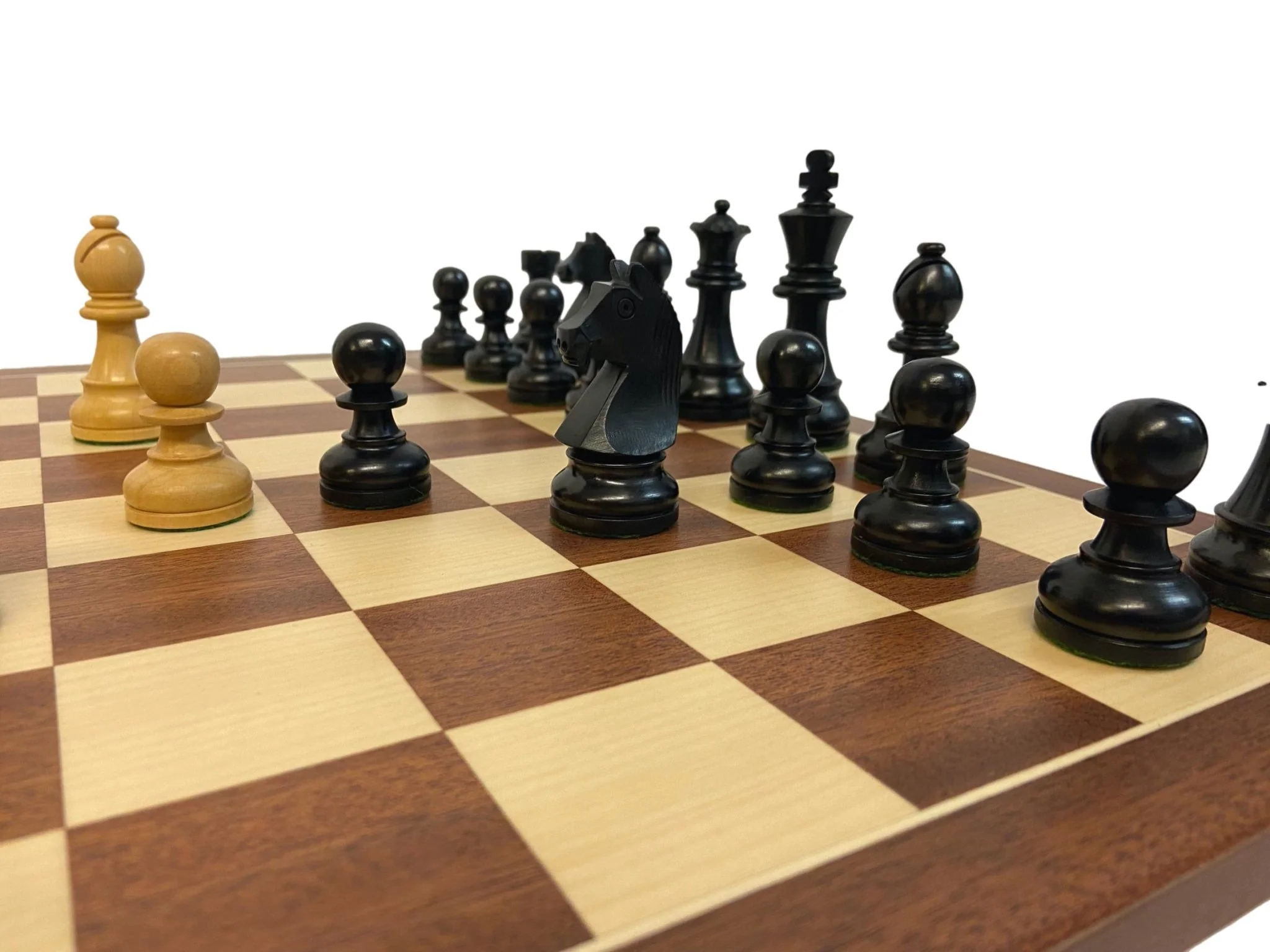 Ensemble jeu d'échecs Club en acajou - Bords Fins - Pièces buis teinté - Noir - Image 6