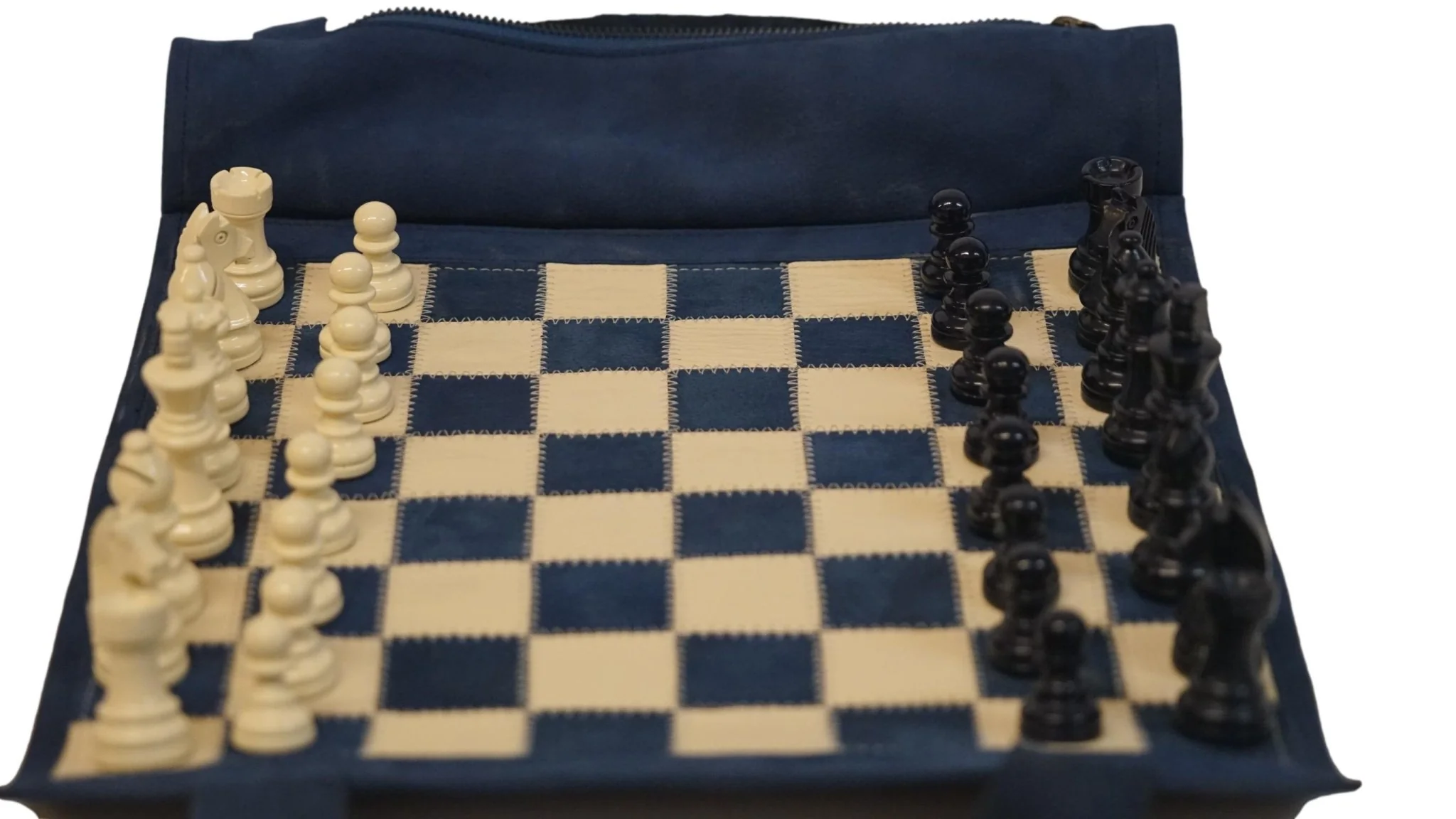 Ensemble jeu d'échecs en cuir - magnétique - Bleu - mélia games - Image 13