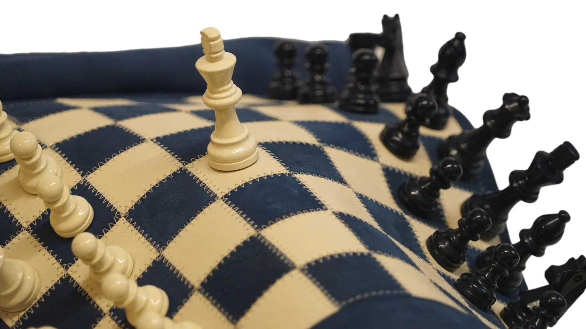 Ensemble jeu d'échecs en cuir - magnétique - Bleu - mélia games - Image 2