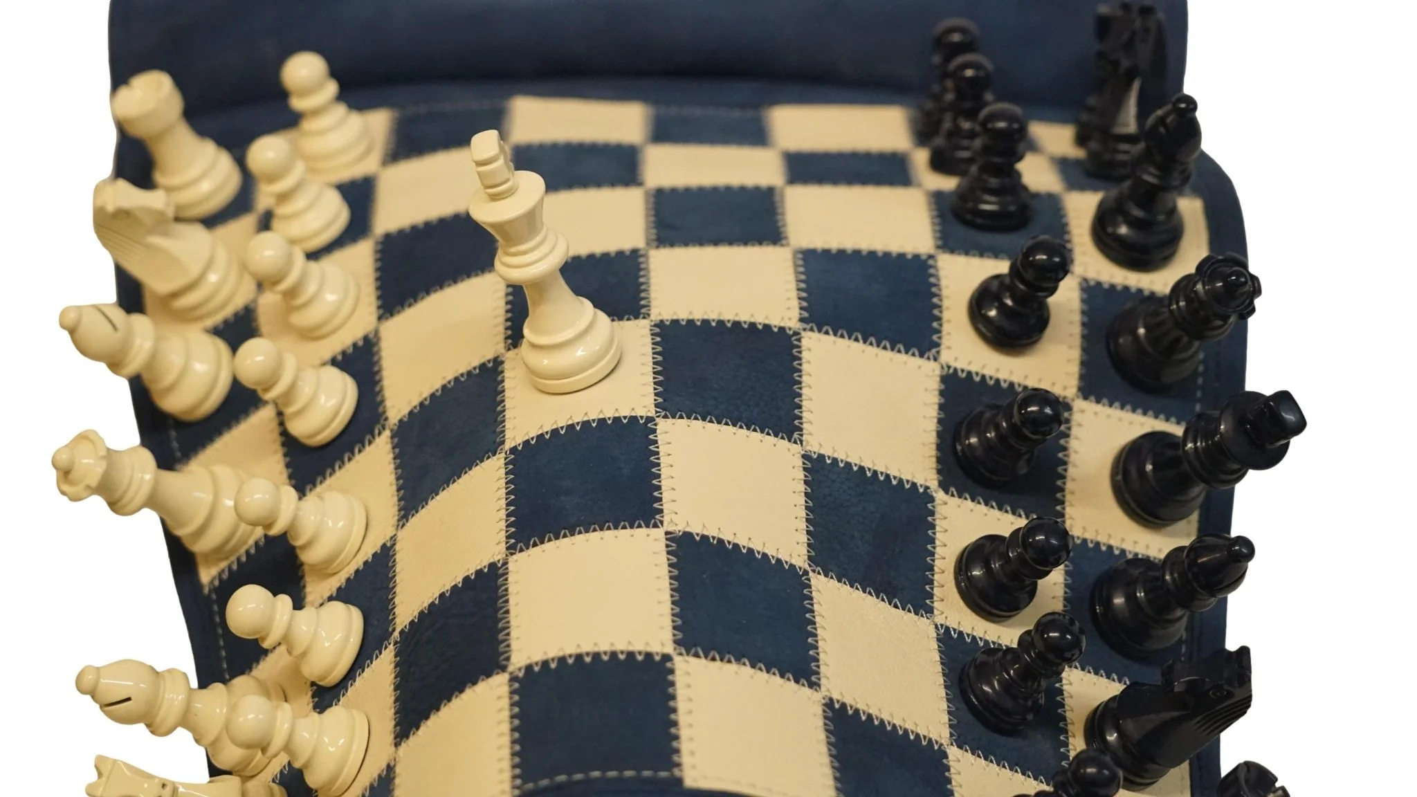Ensemble jeu d'échecs en cuir - magnétique - Bleu - mélia games - Image 4