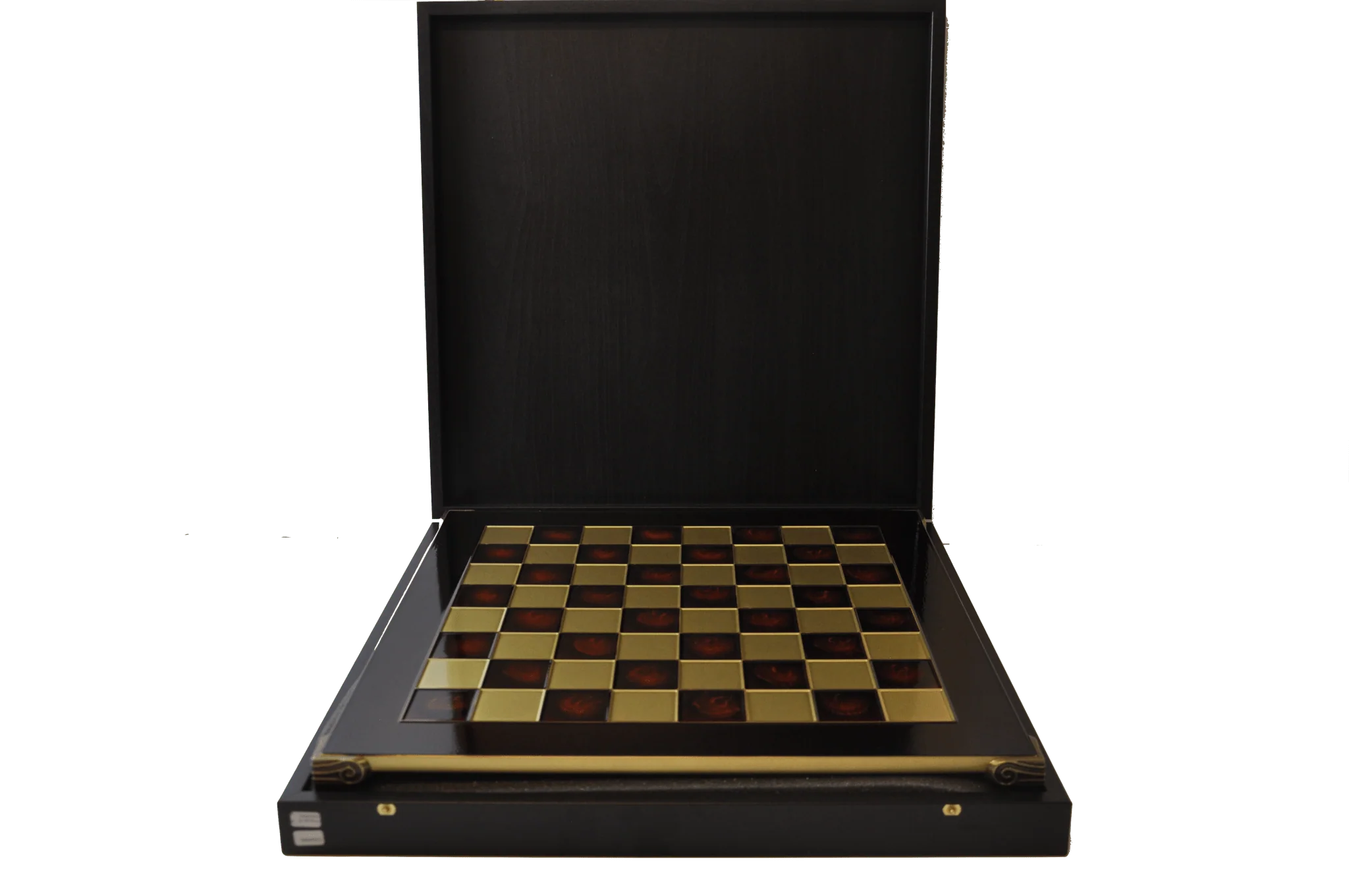 Ensemble jeu d'échecs en laiton et perle - coffre bois - Manopoulos - Image 6