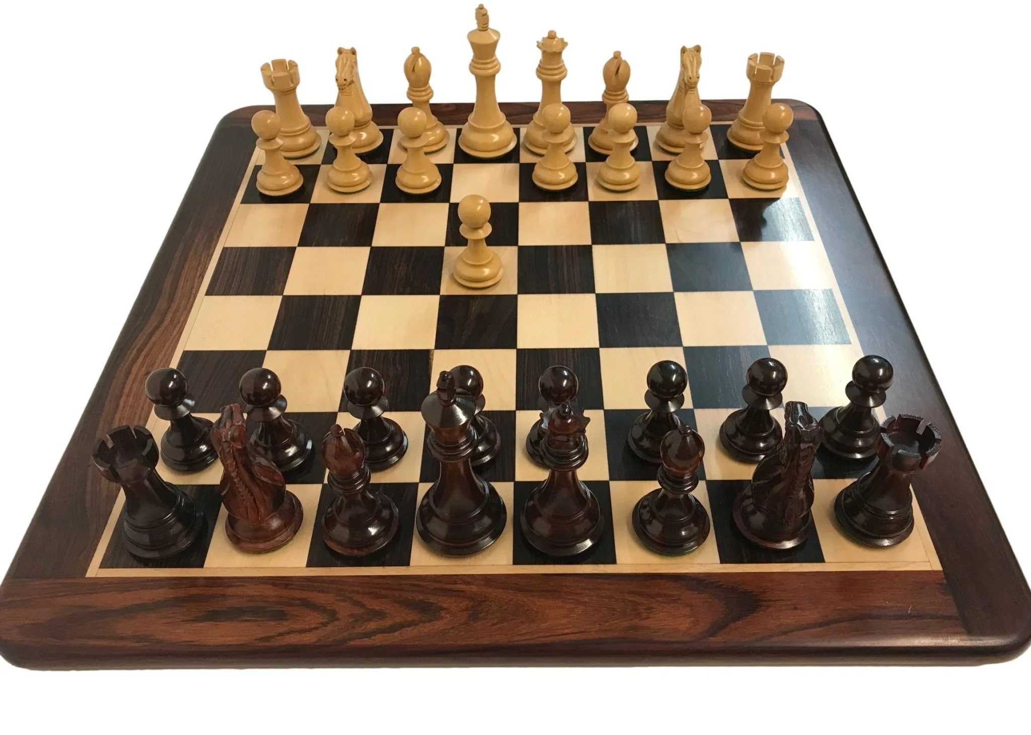 Ensemble jeu d'échecs Suprême en palissandre et sycomore - laqué - Pièces en bois de rose et Buis - Chopra - Image 5