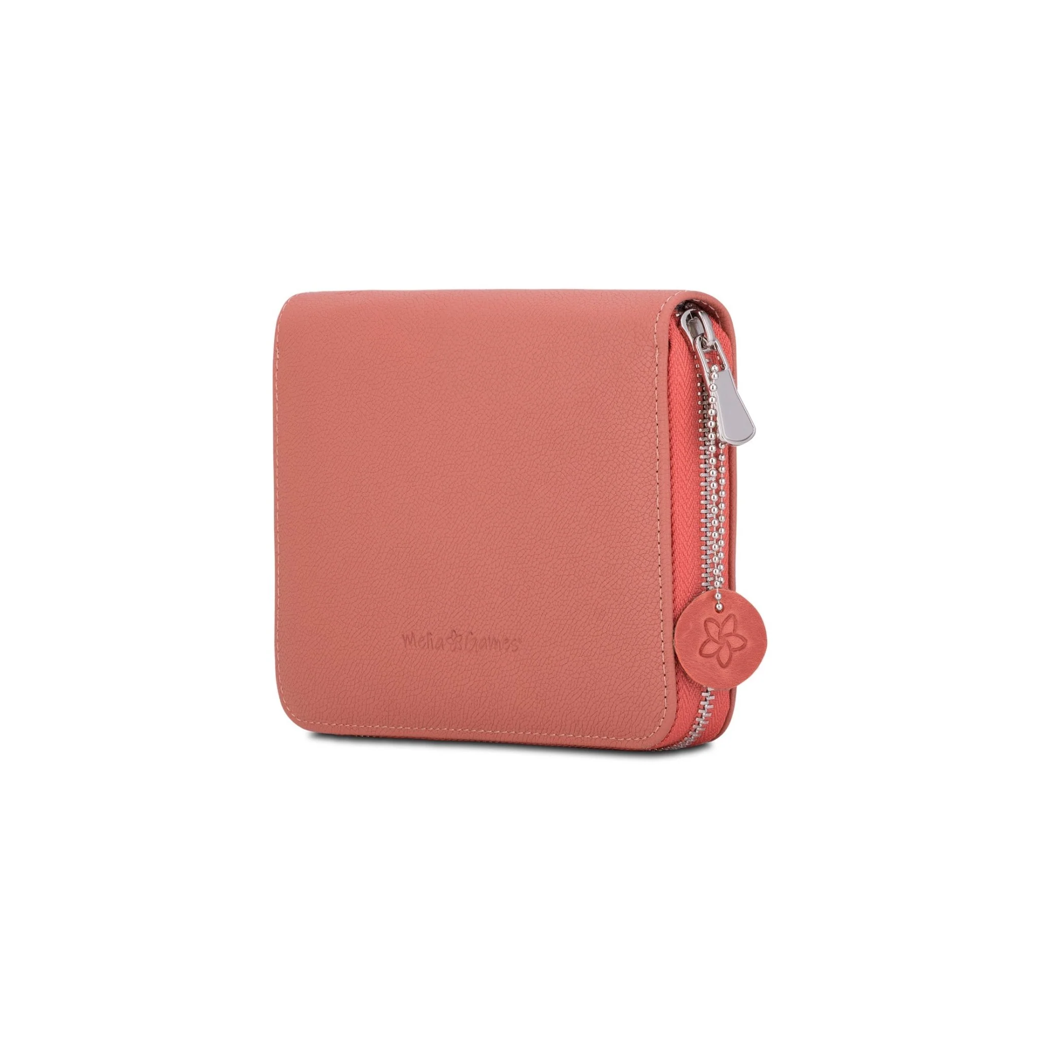 Etui de bridge en cuir pleine fleur - Corail