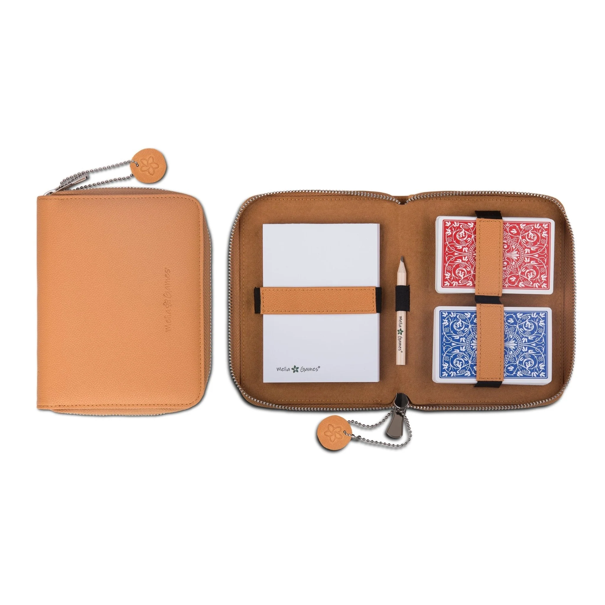 Etui de bridge en cuir pleine fleur - Soleil - Image 3