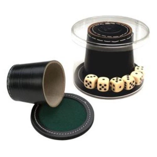 Godet Cuir + 6 dés sur socle