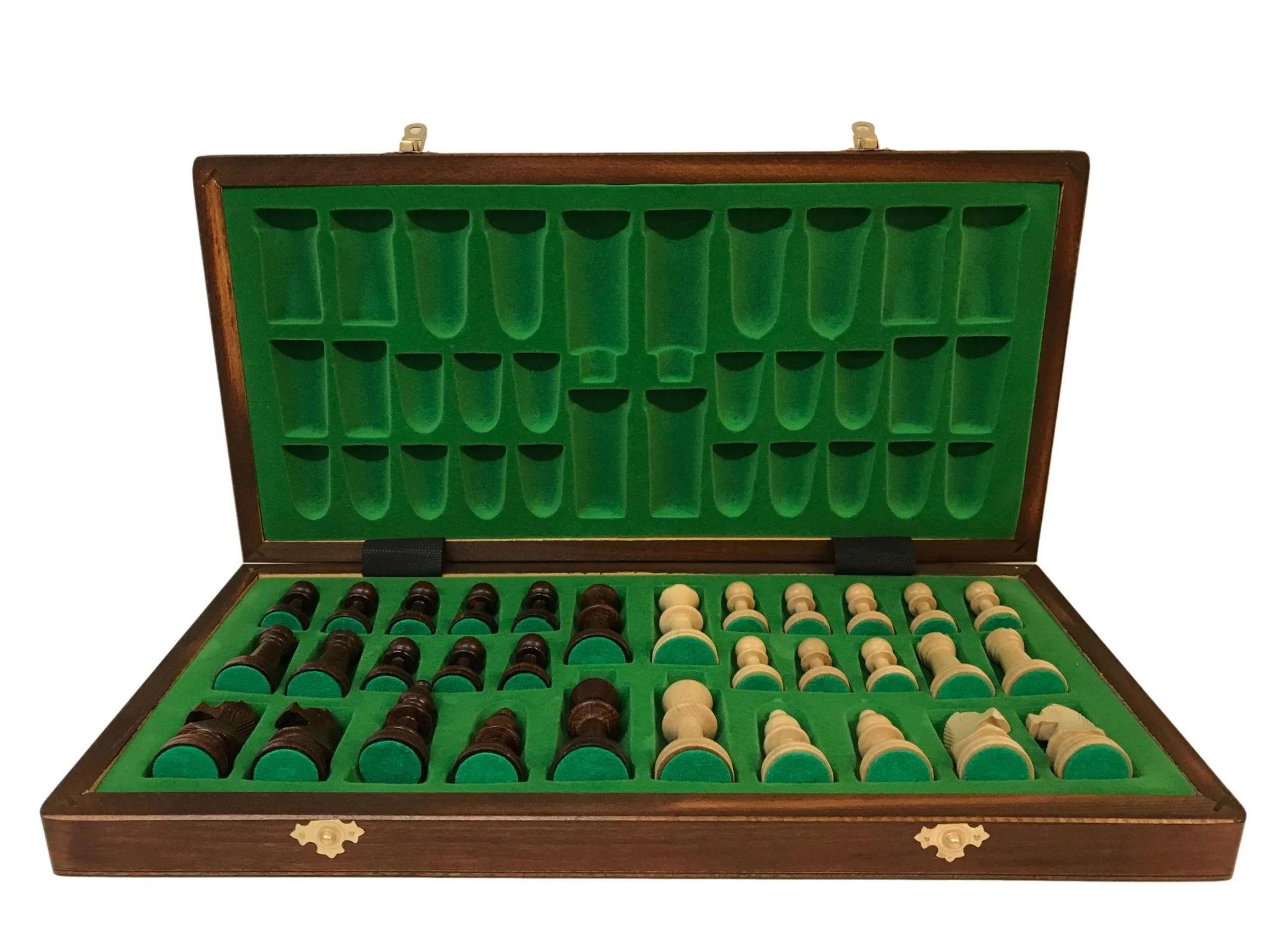 Ensemble jeu d'échecs en sycomore et acajou - Coffre pliant - Lettré chiffré - Image 3