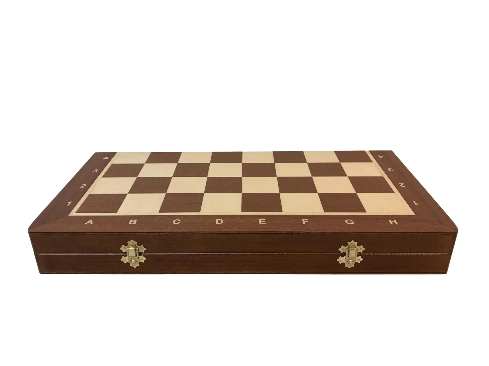 Ensemble jeu d'échecs en sycomore et acajou - Coffre pliant - Lettré chiffré - Image 4