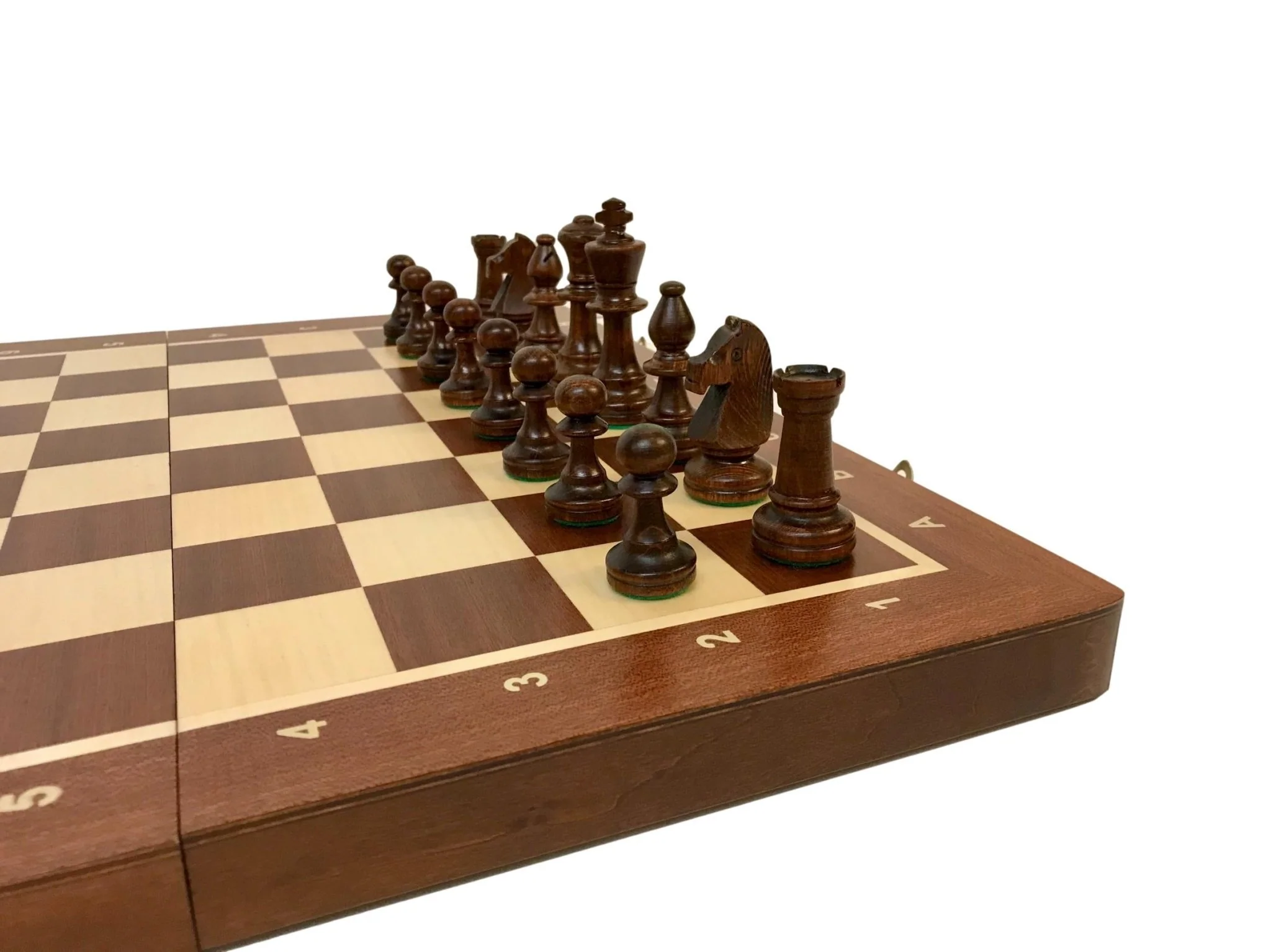 Ensemble jeu d'échecs en sycomore et acajou - Coffre pliant - Lettré chiffré - Image 5