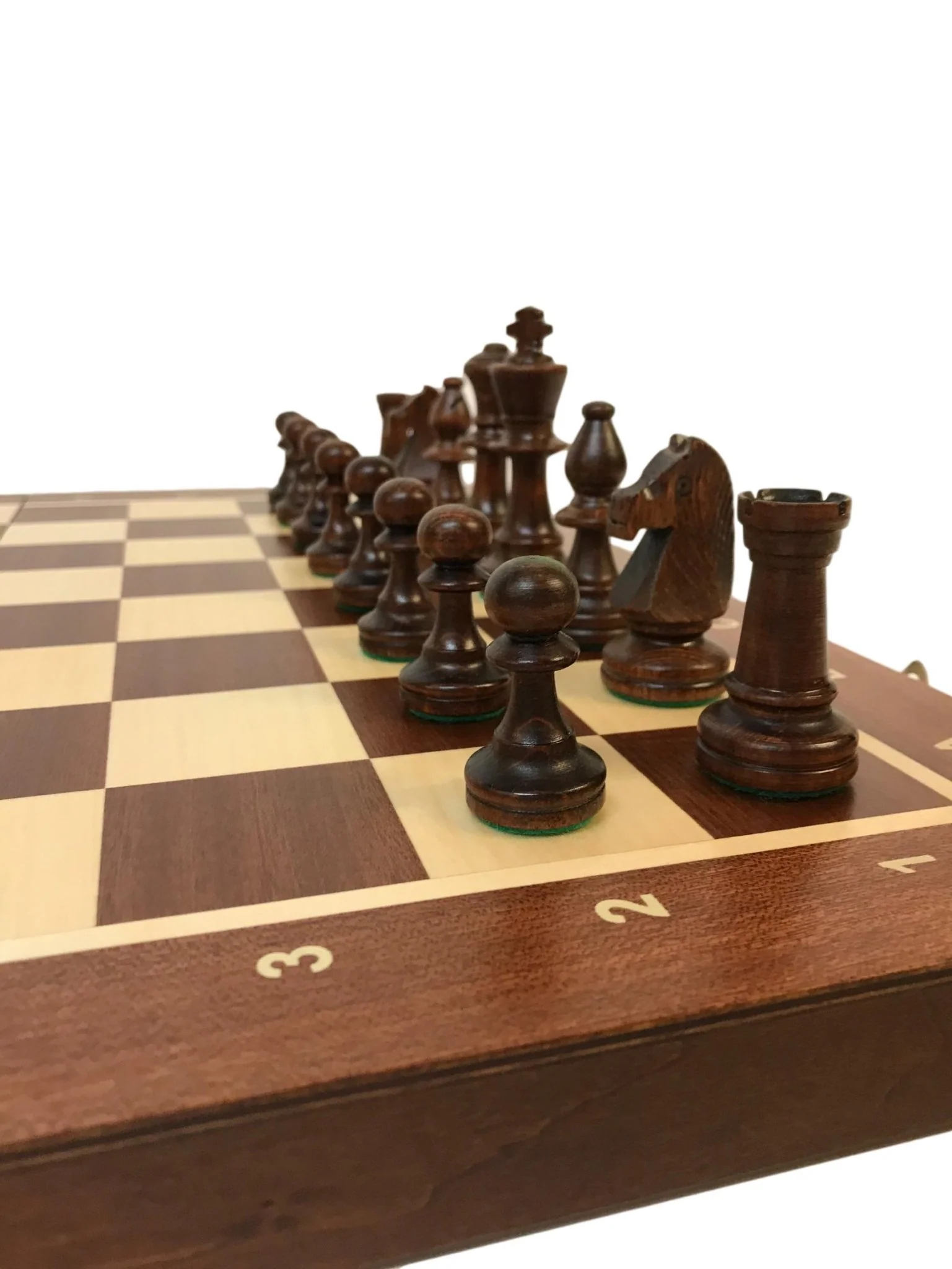 Ensemble jeu d'échecs en sycomore et acajou - Coffre pliant - Lettré chiffré - Image 7