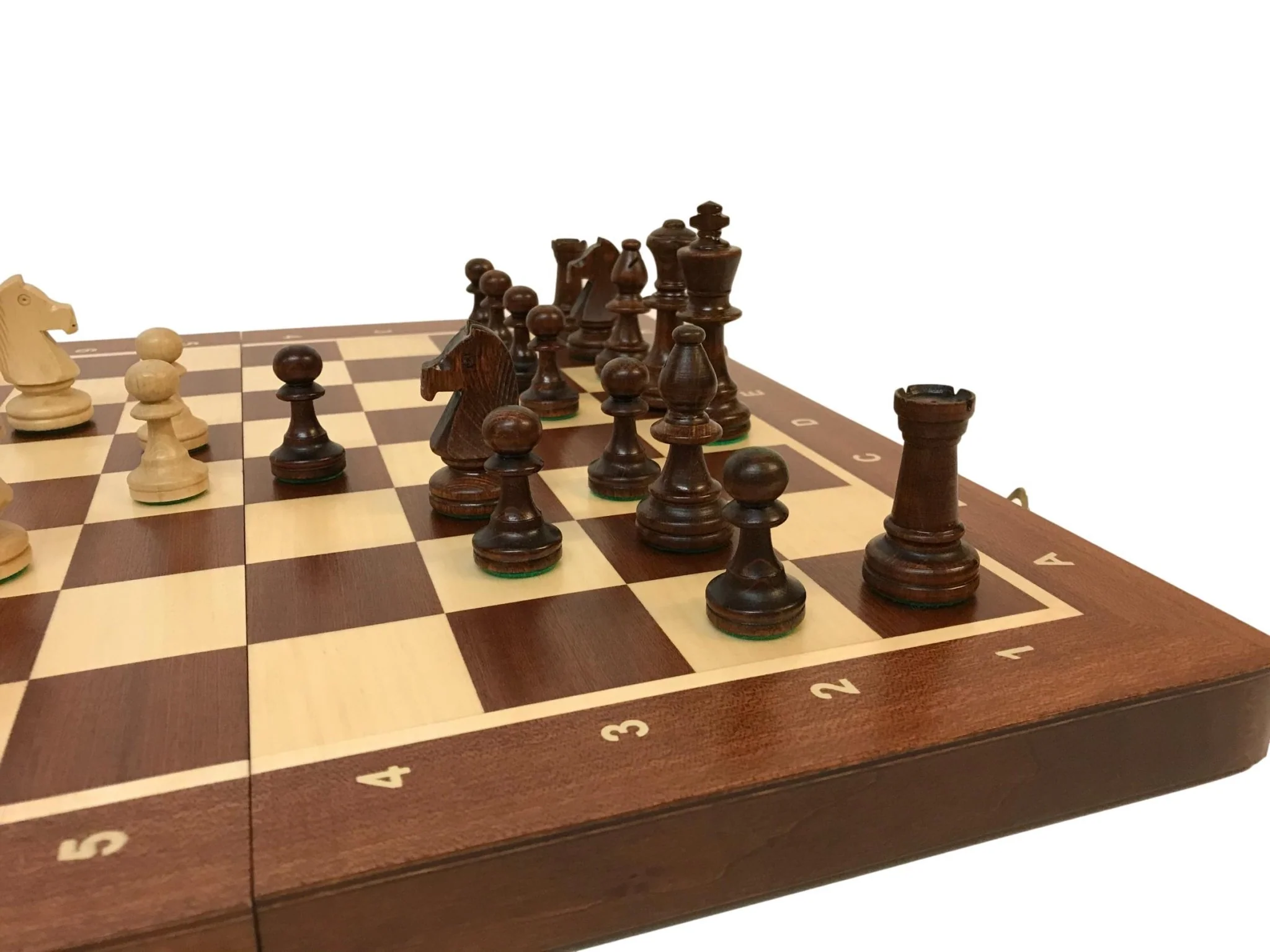Ensemble jeu d'échecs en sycomore et acajou - Coffre pliant - Lettré chiffré - Image 9