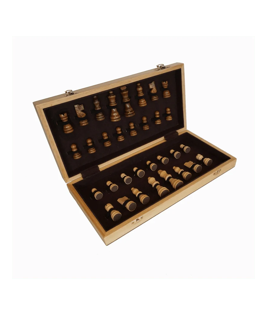 Ensemble jeu d'échecs en noyer et érable - pliant - 38 cm - Image 2