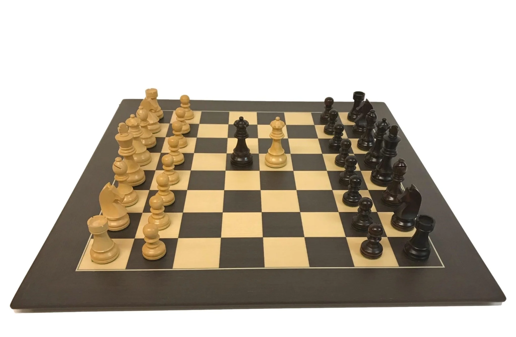 Pièces d'échecs design français en Buis et buis teinté - Marron foncé - Chopra - Image 3