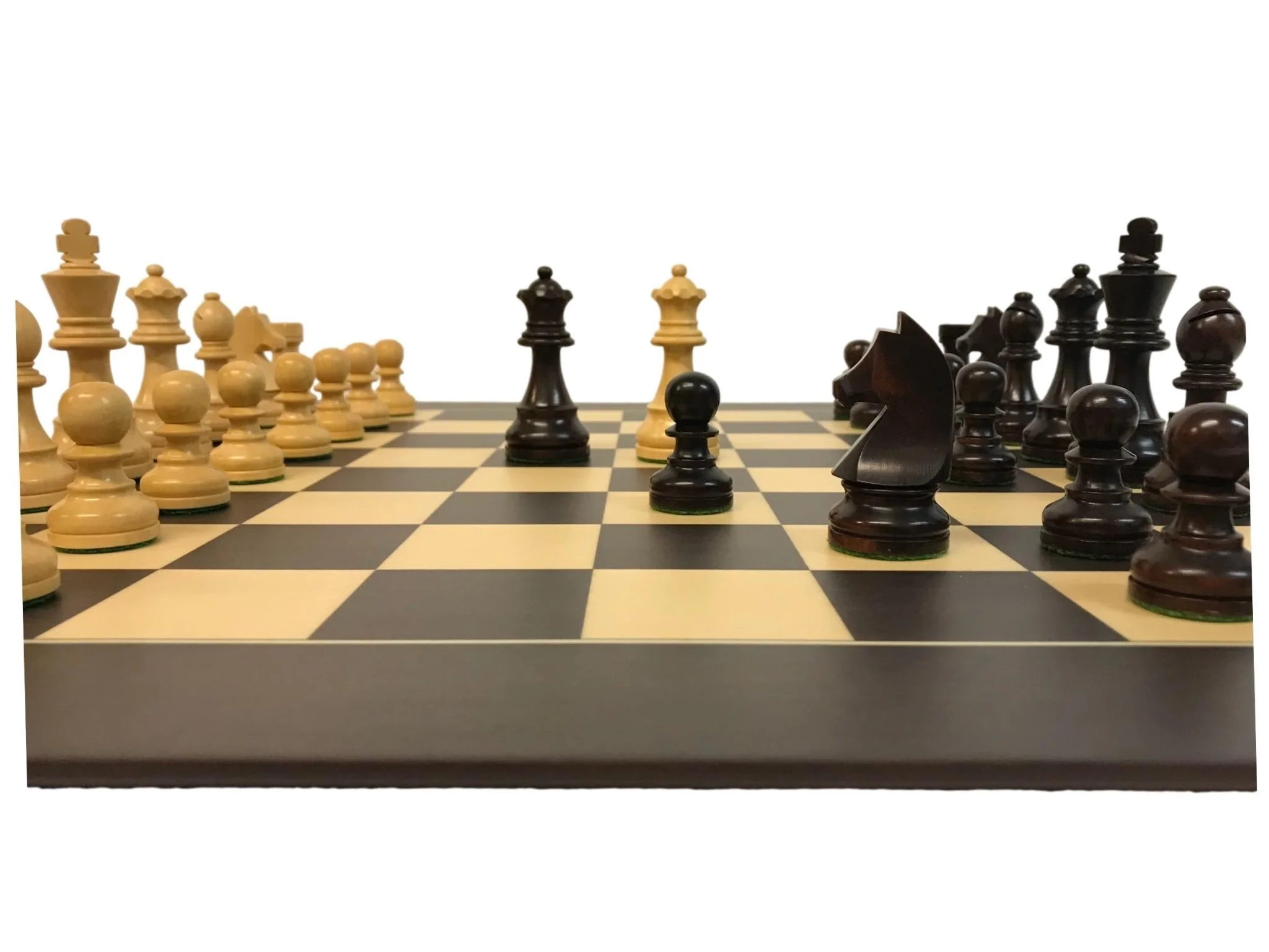 Pièces d'échecs design français en Buis et buis teinté - Marron foncé - Chopra - Image 4