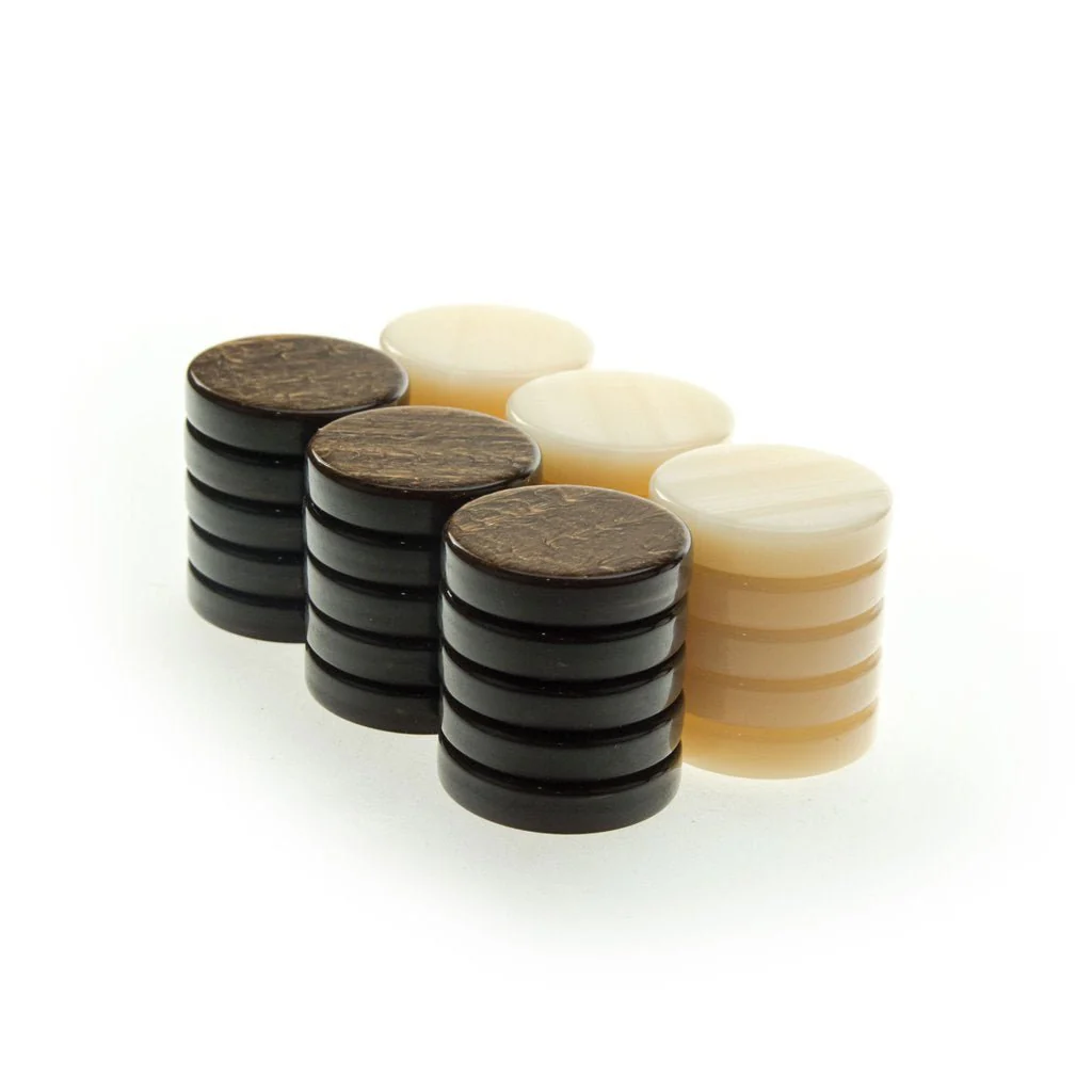 Pions de backgammon nacrés - Acrylique - Marron