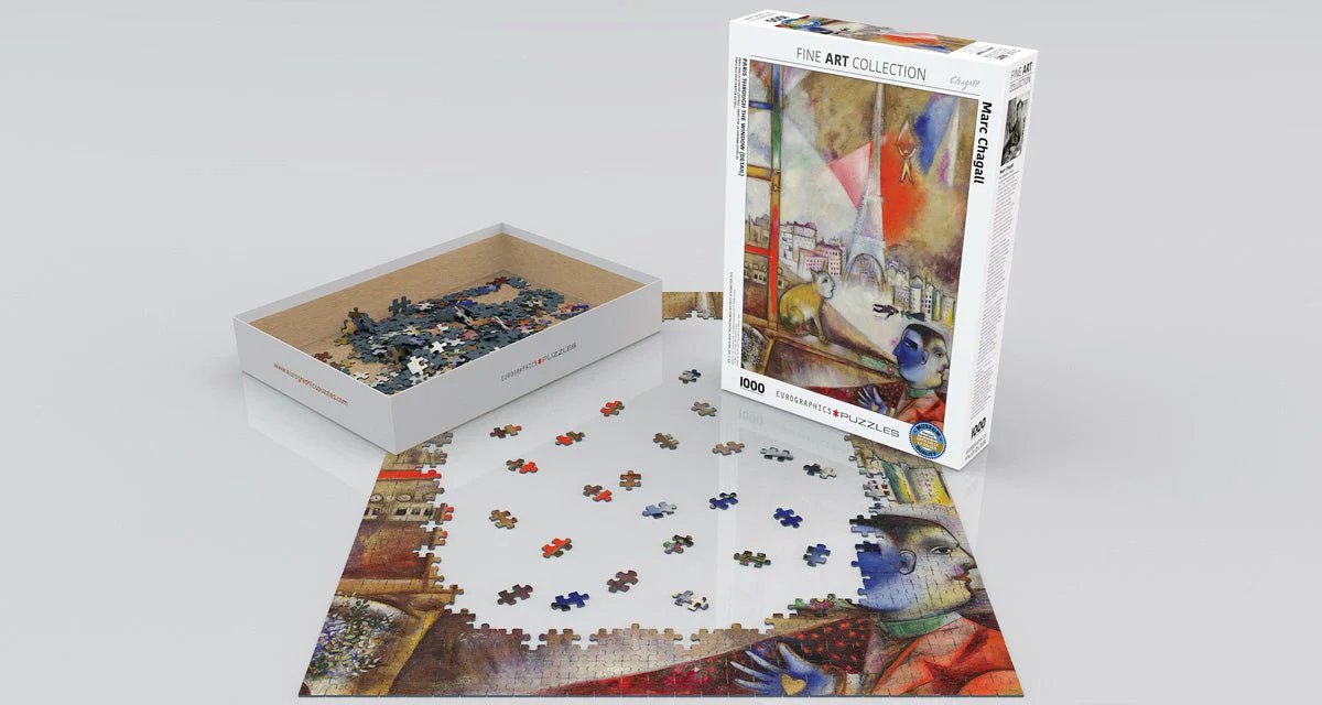 Puzzle Eurographics - 1000 p - Paris à travers la fenêtre - Chagall - Image 2