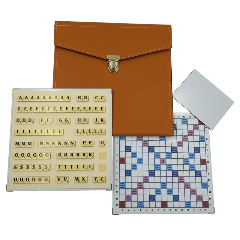 Scrabble Duplicate ou de Voyage en Cuir Vegan - Magnétique - Orange