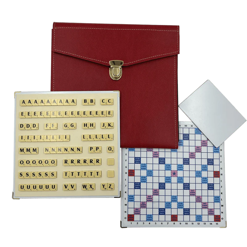 Scrabble Duplicate ou de Voyage en Cuir Vegan - Magnétique - Rouge