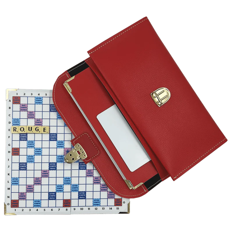 Scrabble Duplicate ou de Voyage en Cuir Vegan - Magnétique - Pliant - Rouge